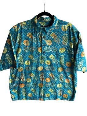 Pete Huntington Men's Hawaiian Green Shirt 100% Cotton Pineapples Size XL